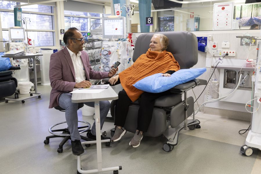 Dr Vinod Venkataraman with dialysis patient